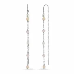 lange pink kæde øreringe i sølv