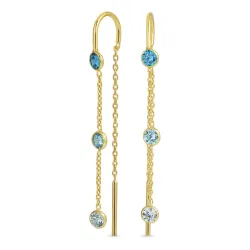 lange blå zirkon kæde øreringe i forgyldt sølv