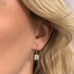 Lange firkantet zirkon øreringe i forgyldt sølv