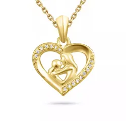 hjerte mor og barn halskæde i forgyldt sølv