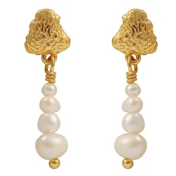 Hultquist Coralie white øreringe i forgyldt sølv