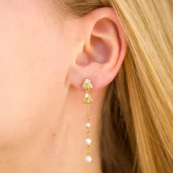 Hultquist Coralie white grande øreringe i forgyldt sølv