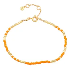 Hultquist Orange Mila orange perle armbånd i forgyldt sølv