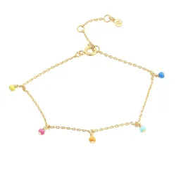 Hultquist multifarvede armbånd i forgyldt sølv multifarvet sten