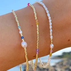 Hultquist Olivia perle armbånd i forgyldt sølv farvet  sten