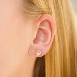 7 mm øreringe i 9 karat guld med zirkon - Gold Collection