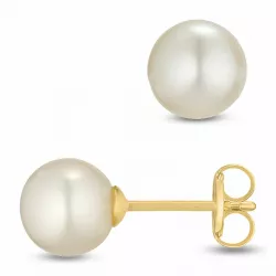 6 mm perle øreringe i 9 karat guld