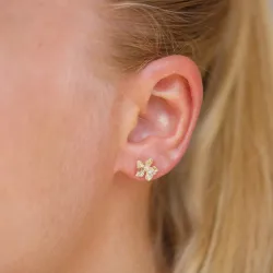 blomster ørestikker i 9 karat guld