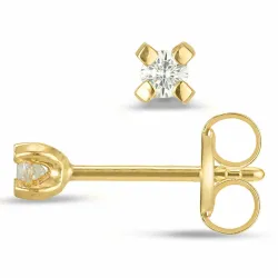 2 mm zirkon ørestikker i 9 karat guld med zirkon
