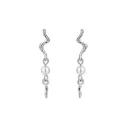 Nava Aquarius  lange perle øreringe i sølv