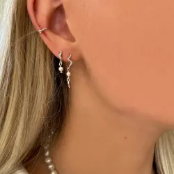 Nava Aquarius  lange perle øreringe i sølv