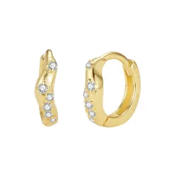 Nava Ara creoler i forgyldt sølv hvid zirkon