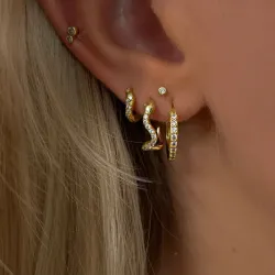 Nava Ara creoler i forgyldt sølv hvid zirkon