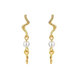 Nava Aquarius perle øreringe i forgyldt sølv