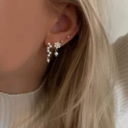 Nava Zinnia perle øreringe i forgyldt sølv