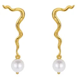 Nava Peony perle øreringe i forgyldt sølv