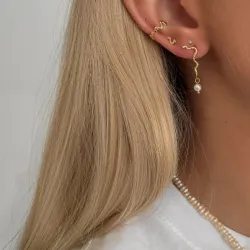 Nava Peony perle øreringe i forgyldt sølv