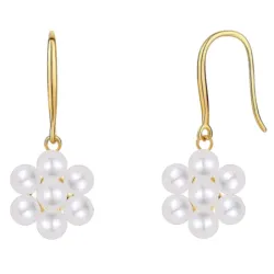 Nava Bellis perle øreringe i forgyldt sølv