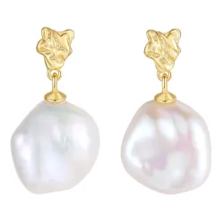 Nava Nimue perle øreringe i forgyldt sølv