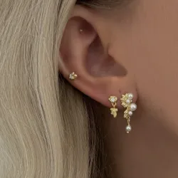 Nava Enya øreringe i forgyldt sølv hvid zirkon