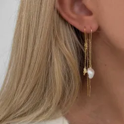 Nava Ananta kæde øreringe i forgyldt sølv