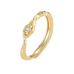 Nava Osiris justerbar ring i forgyldt sølv hvid zirkon