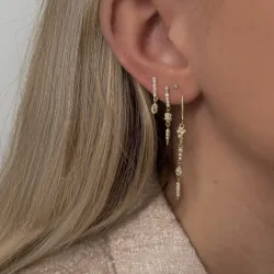 Nava Cleopatra øreringe i forgyldt sølv hvid zirkon