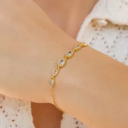 Nava Akhen armbånd i forgyldt sølv hvid zirkon
