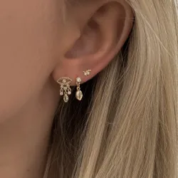 Nava Horea øreringe i forgyldt sølv hvid zirkon