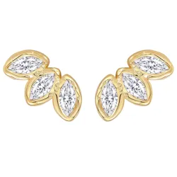 Nava Hepa blad øreringe i forgyldt sølv hvid zirkon