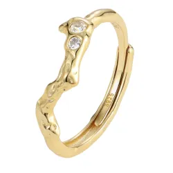 Nava Samui justerbar ring i forgyldt sølv hvid zirkon