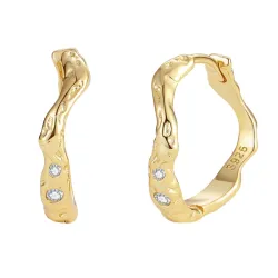 Nava Saba creoler i forgyldt sølv hvid zirkon