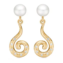 Studio Z Curiosity perle ørestikker i forgyldt sølv hvid zirkon