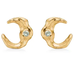 Studio Z Lunar grønne zirkon ørestikker i forgyldt sølv