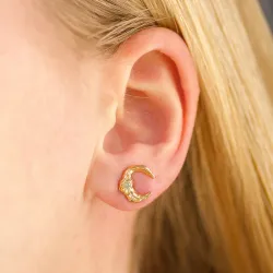 Studio Z Lunar grønne zirkon ørestikker i forgyldt sølv