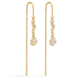 Studio Z Tangled kæde øreringe i forgyldt sølv hvid zirkon