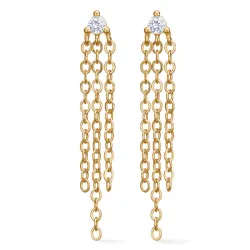 Studio Z Ripple kæde øreringe i forgyldt sølv hvid zirkon