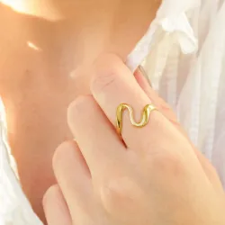 Khaai Studio Wave justerbar ring i forgyldt stål