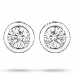2 x 0,05 ct diamant solitaireørestikker i 14 karat hvidguld med diamant 