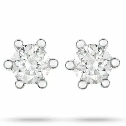 2 x 0,10 ct diamant solitaireørestikker i 14 karat hvidguld med diamant 