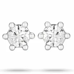 2 x 0,20 ct diamant solitaireørestikker i 14 karat hvidguld med diamant 