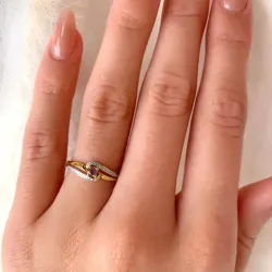 zirkon ring i 9 karat guld med 9 karat hvidguld - Gold Collection