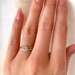 zirkon ring i 9 karat guld med 9 karat hvidguld - Gold Collection