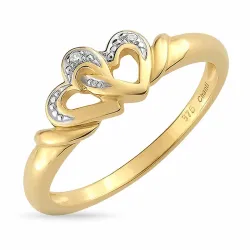 hjerte zirkon ring i 9 karat guld med rhodium - Gold Collection