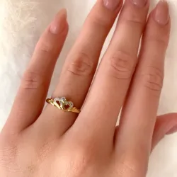 hjerte zirkon ring i 9 karat guld med rhodium - Gold Collection