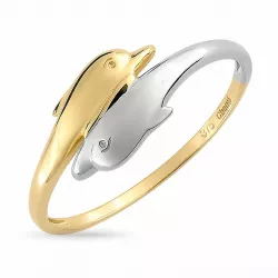 delfin ring i 9 karat guld med rhodium