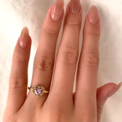 elegant hjerte lyserød zirkon ring i 9 karat guld - Gold Collection