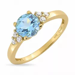 Guldringe: blå topas ring i 9 karat guld