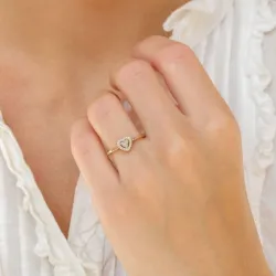 Hjertering i 14 karat guld 0,129 ct