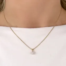 perle diamantvedhæng i 14 karat guld 0,01 ct